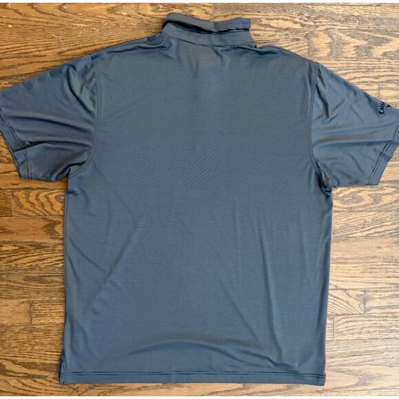 Callaway Polo Shirt Mens Large Gray Black Striped Performance Golf Polyester - Picture 10 of 12